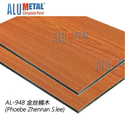 AA5005 Fire Rated Acp แผ่นตกแต่ง 1220mm อลูมิเนียมคอมโพสิตแผงไม้เสร็จ8MM