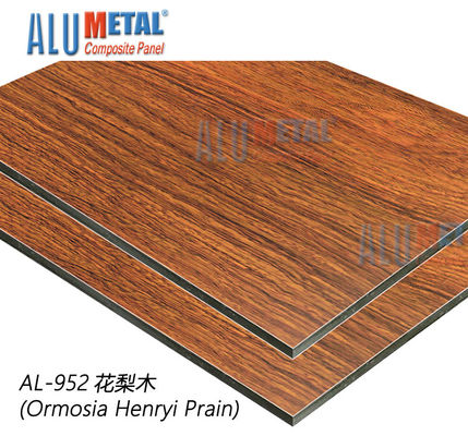 AA5005 Fire Rated Acp แผ่นตกแต่ง 1220mm อลูมิเนียมคอมโพสิตแผงไม้เสร็จ8MM