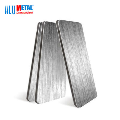 Anodized 0.08mm Brushed Aluminium Composite Panel แผ่นหุ้ม 1220mm LDPE Core