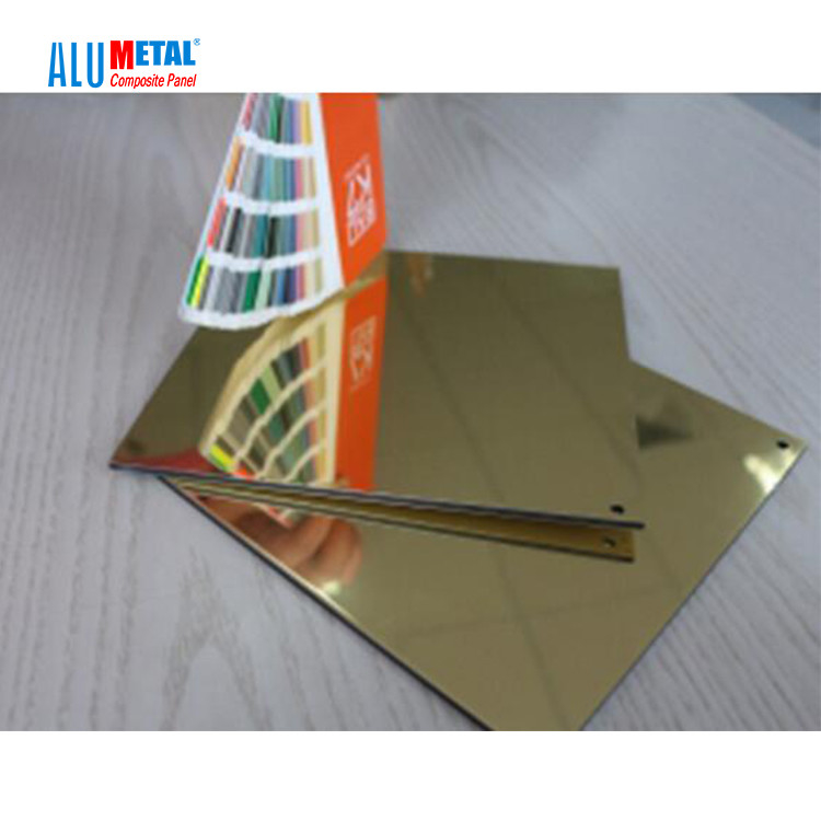 แผงประกอบอลูมิเนียมกระจกสีทอง 2440 มม. ACM Ldpe Core Internal Wall