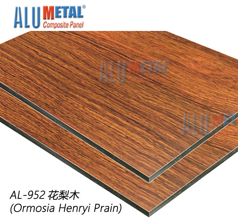 AA5005 Fire Rated Acp แผ่นตกแต่ง 1220mm อลูมิเนียมคอมโพสิตแผงไม้เสร็จ8MM