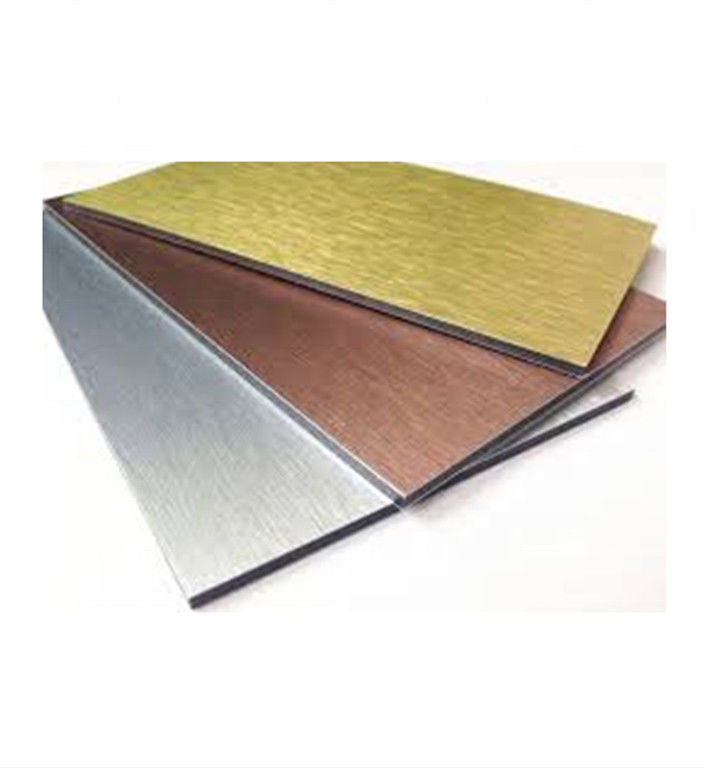 0.15mm 6mm Brushed Aluminium Composite Panel แผ่นโลหะผสม 1250x2440mm PE Core