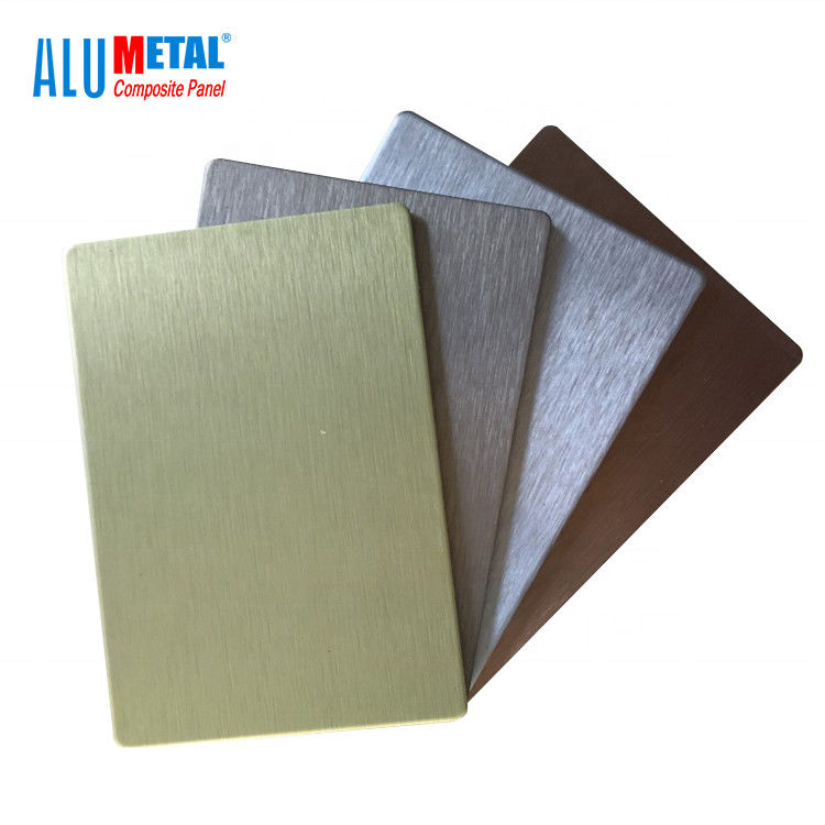 Anodized 0.08mm Brushed Aluminium Composite Panel แผ่นหุ้ม 1220mm LDPE Core